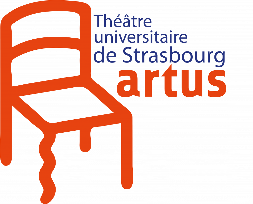 ARTUS Logo - An Orange Chair with a blue text "Théâtre Universitaire de Strasbourg"